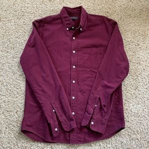 MENS J CREW L BURGUNDY OXFORD SHIRT